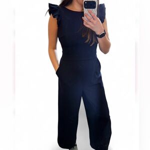 Eliza J Navy Blue Ruffled Jumpsuit